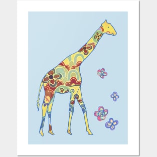 A giraffe with a traditional pattern. Posters and Art